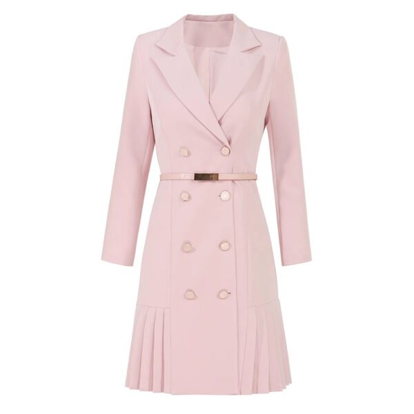 Belt Pleated Hem Dress Autumn And Winter - Image 3