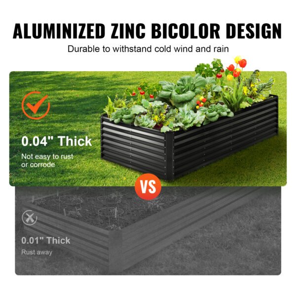 VEVOR Galvanized Raised Garden Bed Planter Box 94.5x47.2x23.6inch Flower Vegetable - Image 4