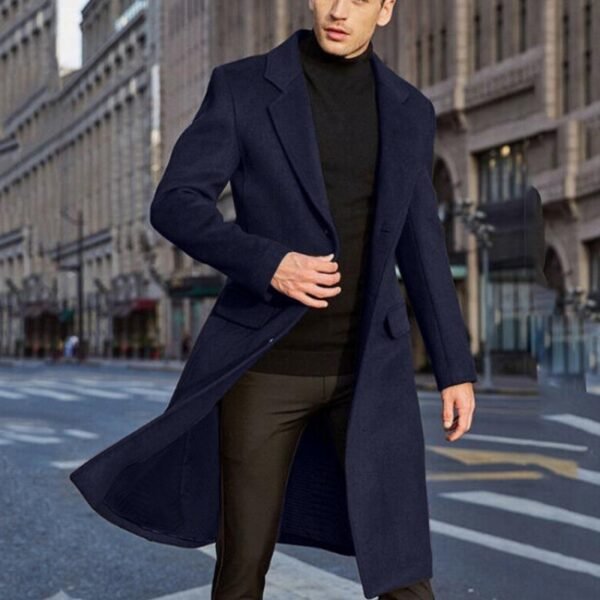Men's Long Trench Coat Woolen Coat - Image 10