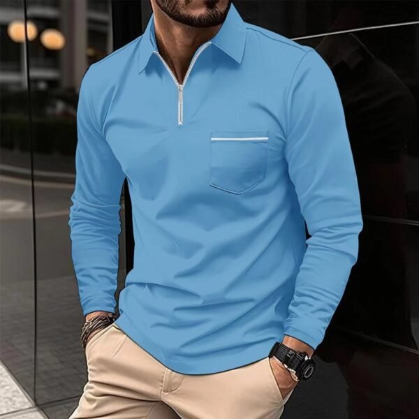 Men's Long Sleeved Sports Polo Shirt - Image 6