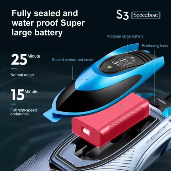4DRC S3 45km-h Remote Control Boat Kids Toy WATER-COOLED High Speed RC Ship US - Image 7