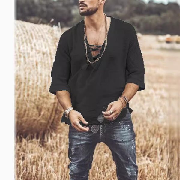 Lace Up Corn Mid Sleeved T-shirt - Image 5