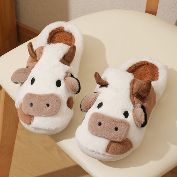Cute Cow Animal Slipper For Women Girls Fashion Kawaii Soft Fluffy Winter Warm Slippers Woman Cartoon Milk Cow House Slippers Funny Shoes - Image 7