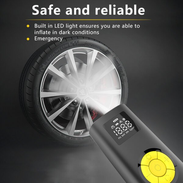 Inflator Pump, The Savior Of Car Tires In An Emergency. Multi-purpose Inflatable Compatibility. It Has An Accurate Tire Pressure Detection Function. Fast Inflation, Efficient And Convenient. - Image 3
