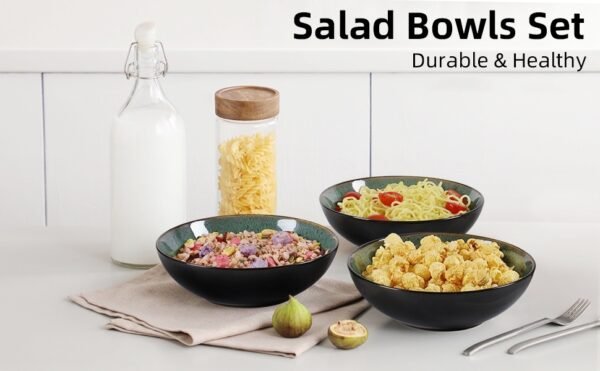 Creative Western  Kiln Change Peacock Green Bowl 30oz Bowl Set Of 4 For Cereal, Salad, Pasta, Soup, Dessert, Serving Dishwasher, Microwave And Oven - Image 9