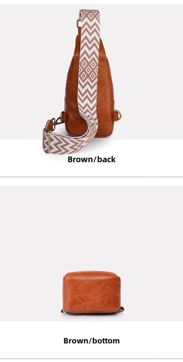Women Chest Bag Sling Bag, Guitar Strap Small Crossbody PU Leather Satchel Daypack - Image 10