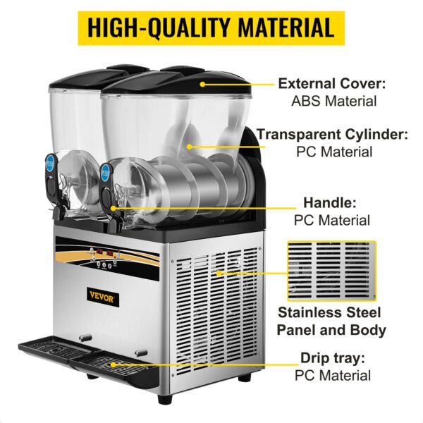 VEVOR Margarita Machine, 15Lx2 Tank Commercial Slushy Machine, Slushie Machine Commercial Margarita Maker, Smoothie Drink Maker For Supermarkets Cafes Restaurants Bars Home Use - Image 2