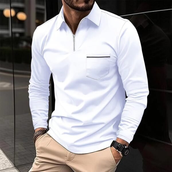 Men's Long Sleeved Sports Polo Shirt - Image 5